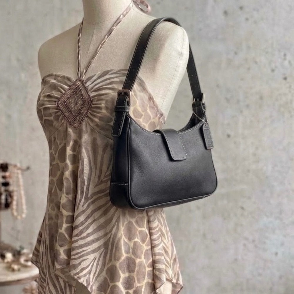 Coach Hamptons Small Shoulder Hobo Legacy Bag Black Leather Vintage Y2K 7789